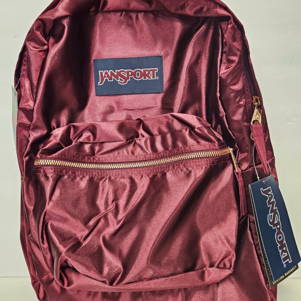 Jansport High Stakes Backpack, Russet Red/Rose Gold